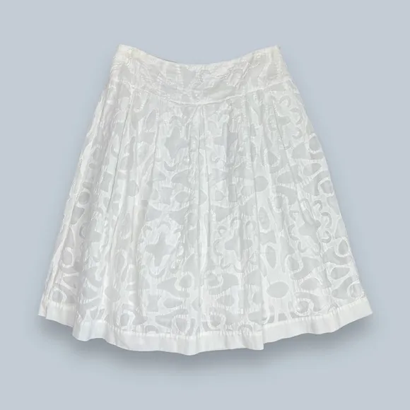 Lafayette 148 A-Line White Geometric Lightweight Skirt 6 - Flowy, Lined, Summer