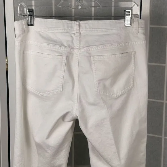 Lafayette 148 White Stretch Straight Leg Jeans Mid Rise Size 6 Cotton Blend Luxe