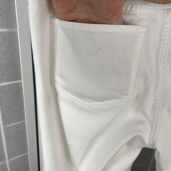 Lafayette 148 White Stretch Straight Leg Jeans Mid Rise Size 6 Cotton Blend Luxe