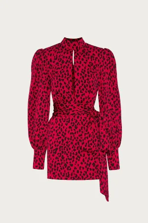 LEOPARD CUFF MINI DRESS