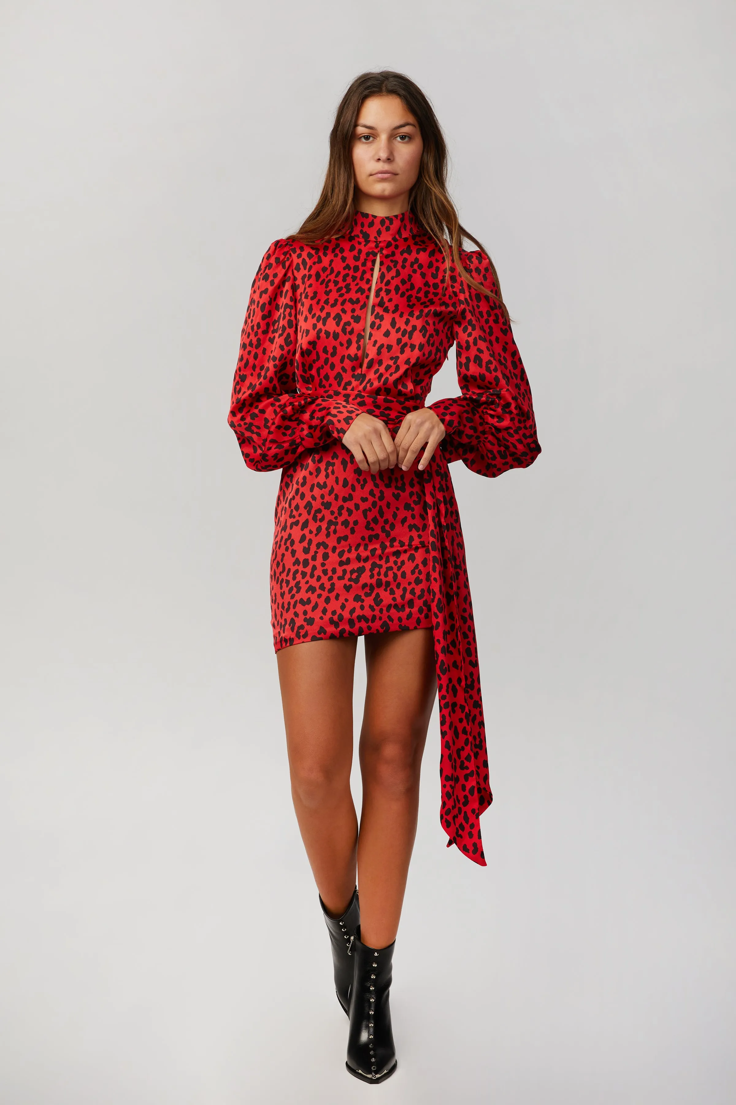 LEOPARD CUFF MINI DRESS