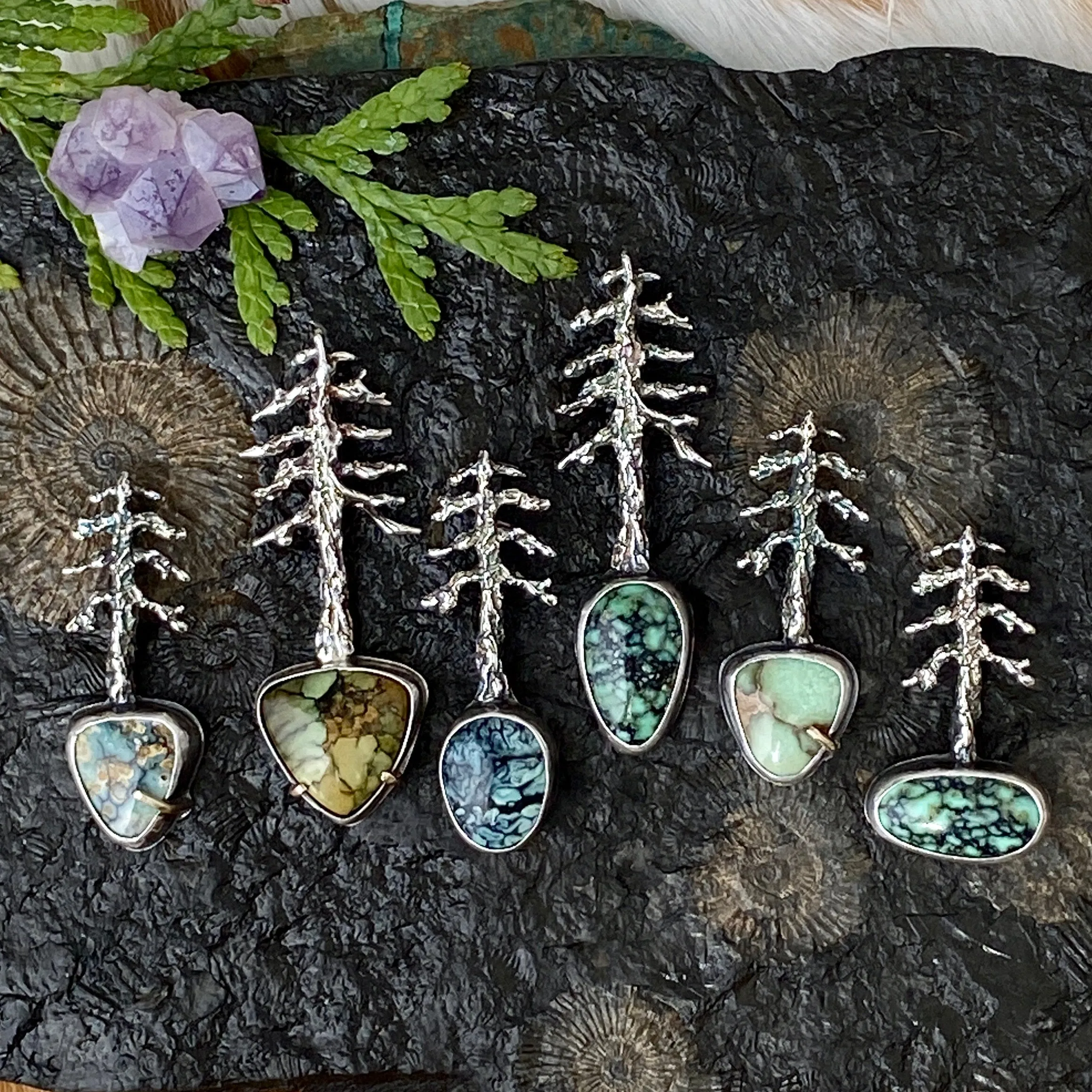 Lone Pine "7 Dwarves Turquoise" sterling silver necklace