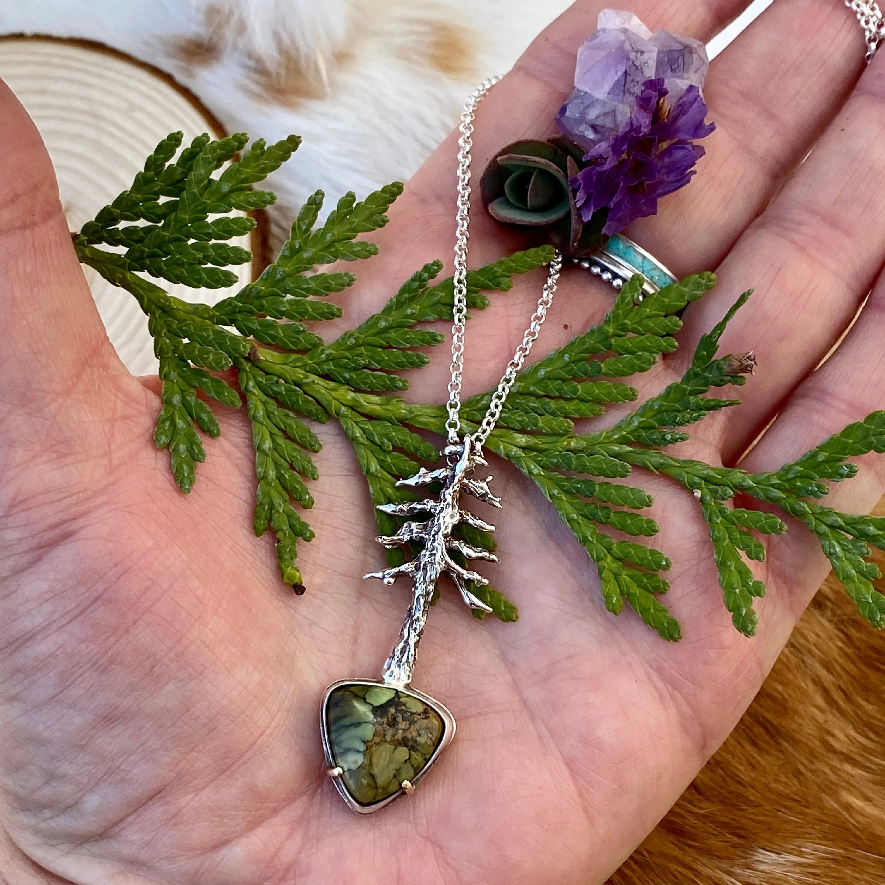 Lone Pine "Snowville Variscite" sterling silver necklace
