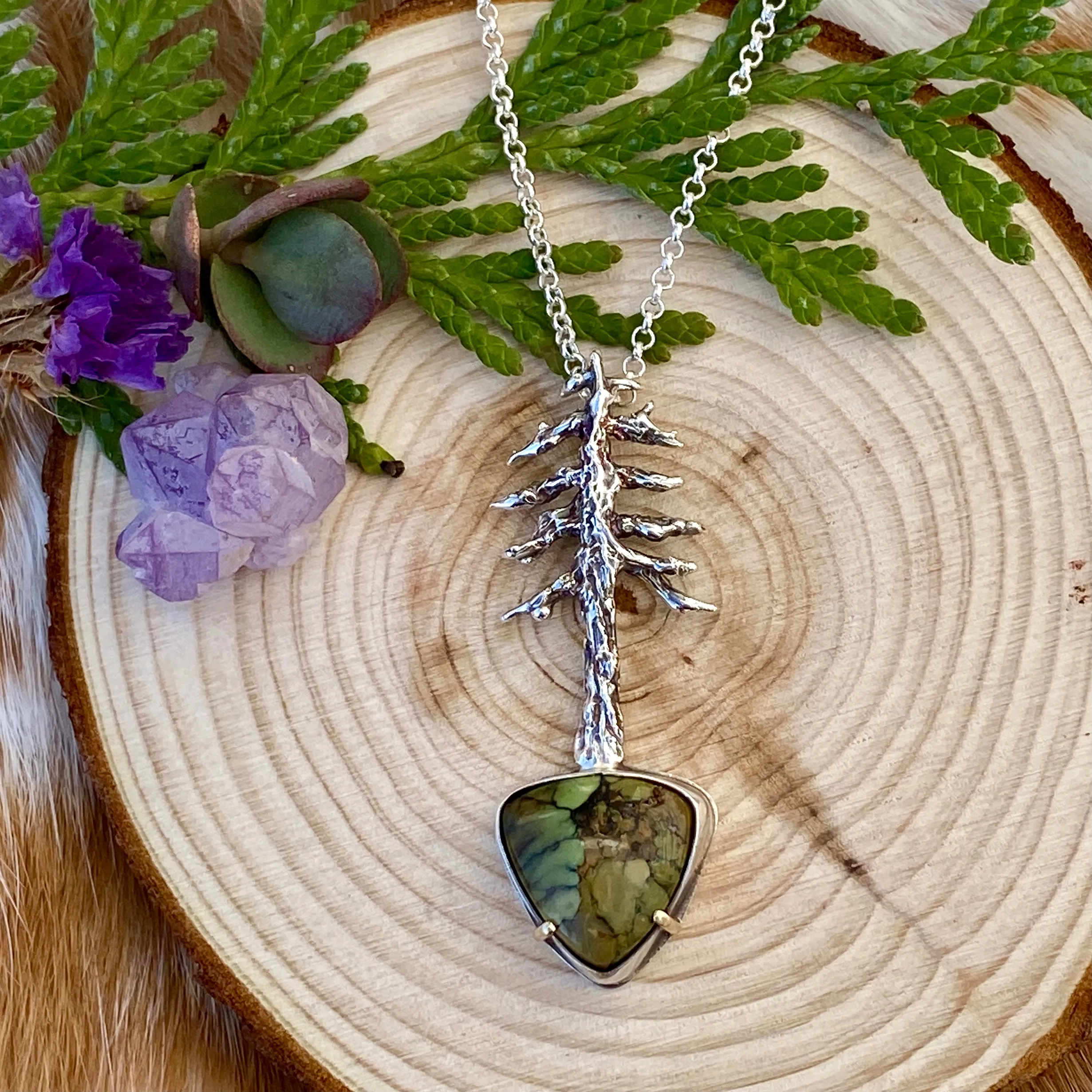 Lone Pine "Snowville Variscite" sterling silver necklace