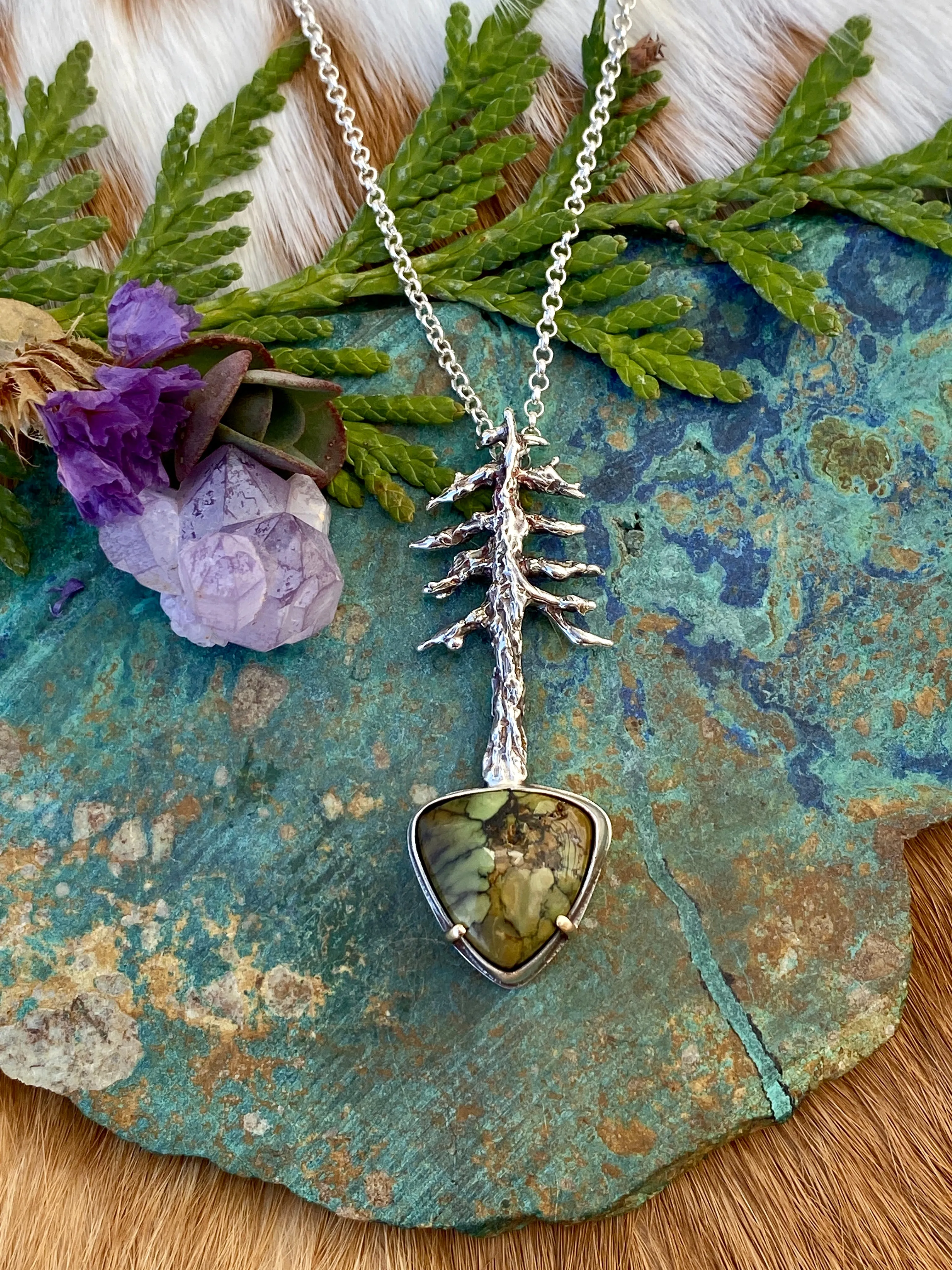 Lone Pine "Snowville Variscite" sterling silver necklace