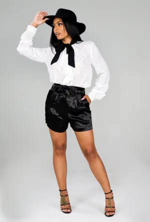 LONG SLEEVE BOW TIE SHIRT (Cream)