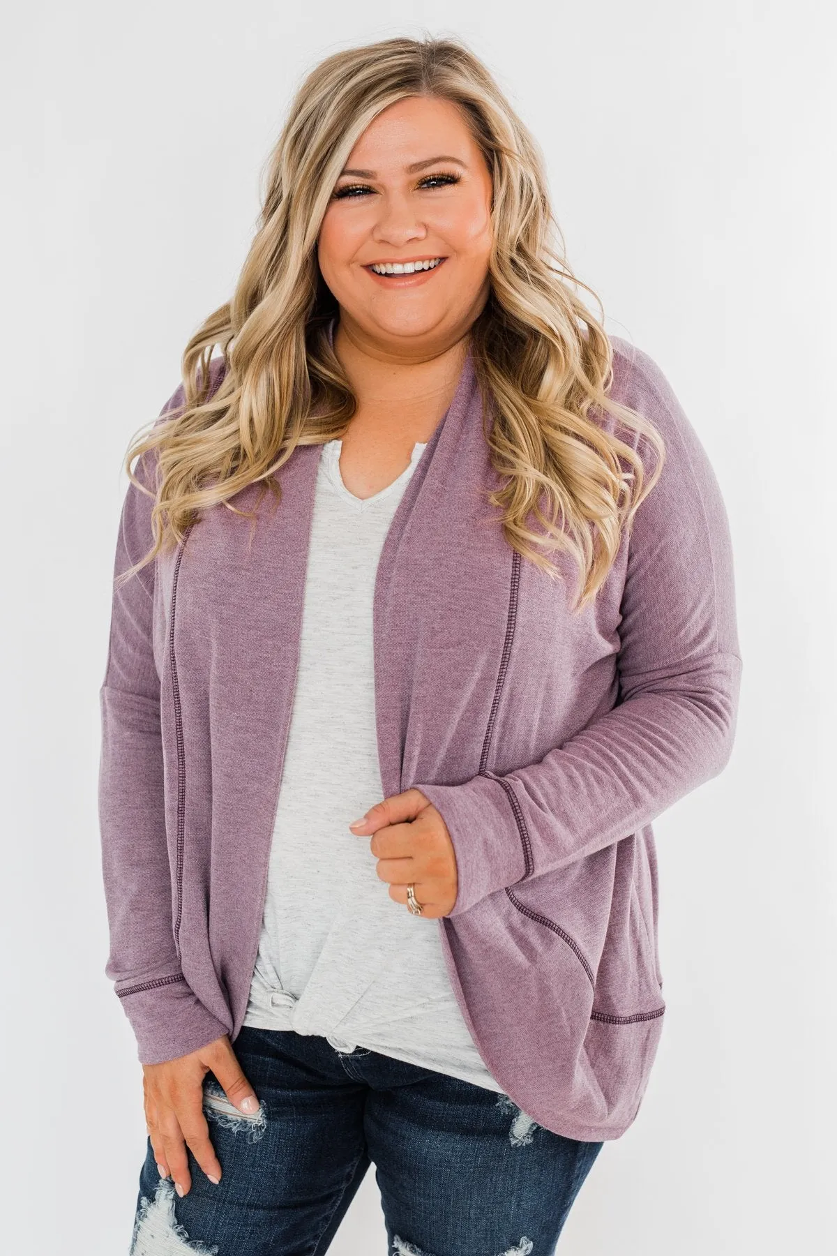 Magic Moments Drop Shoulder Cardigan- Dark Lavender