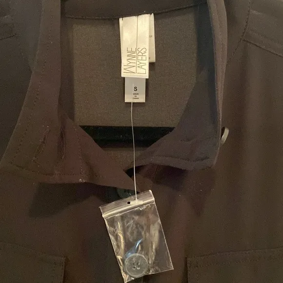 MarlaWynne Wynne Layers Chiffon Safari Jacket Black Size Small