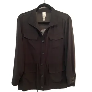 MarlaWynne Wynne Layers Chiffon Safari Jacket Black Size Small