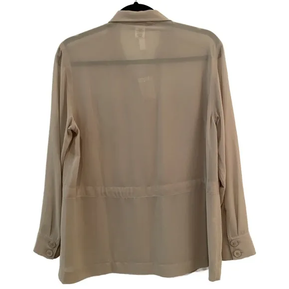 MarlaWynne Wynne Layers Chiffon Safari Jacket Linen Size Small