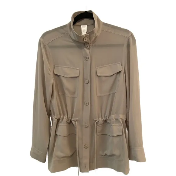 MarlaWynne Wynne Layers Chiffon Safari Jacket Linen Size Small