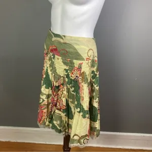 Max Studio Pleated Skirt Sz 8 Multicolor Floral Butterfly Print Beaded fairycore