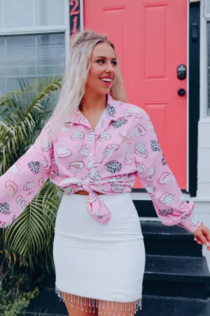 Memphis Cowboy Hat Printed Blouse - Pink
