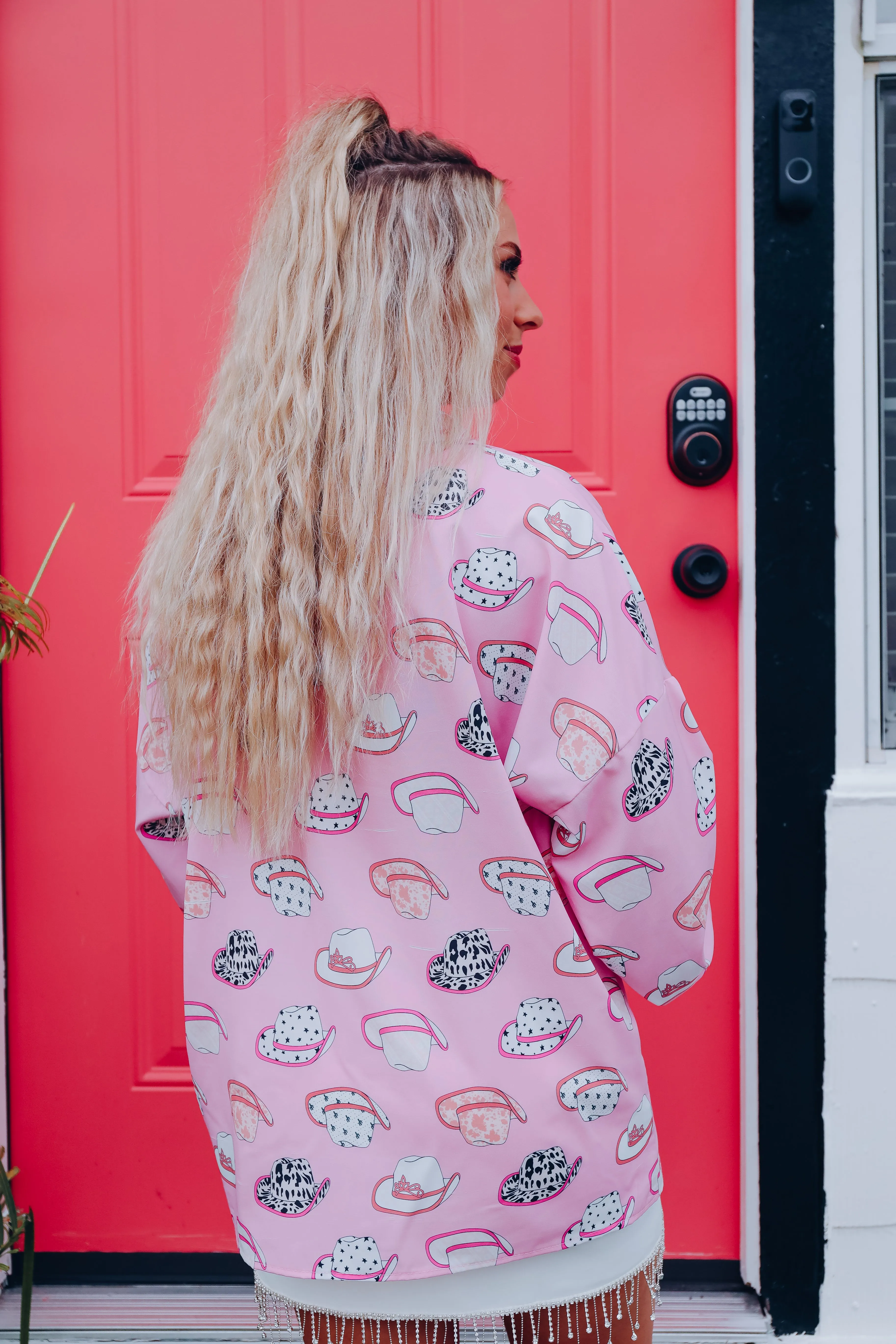 Memphis Cowboy Hat Printed Blouse - Pink