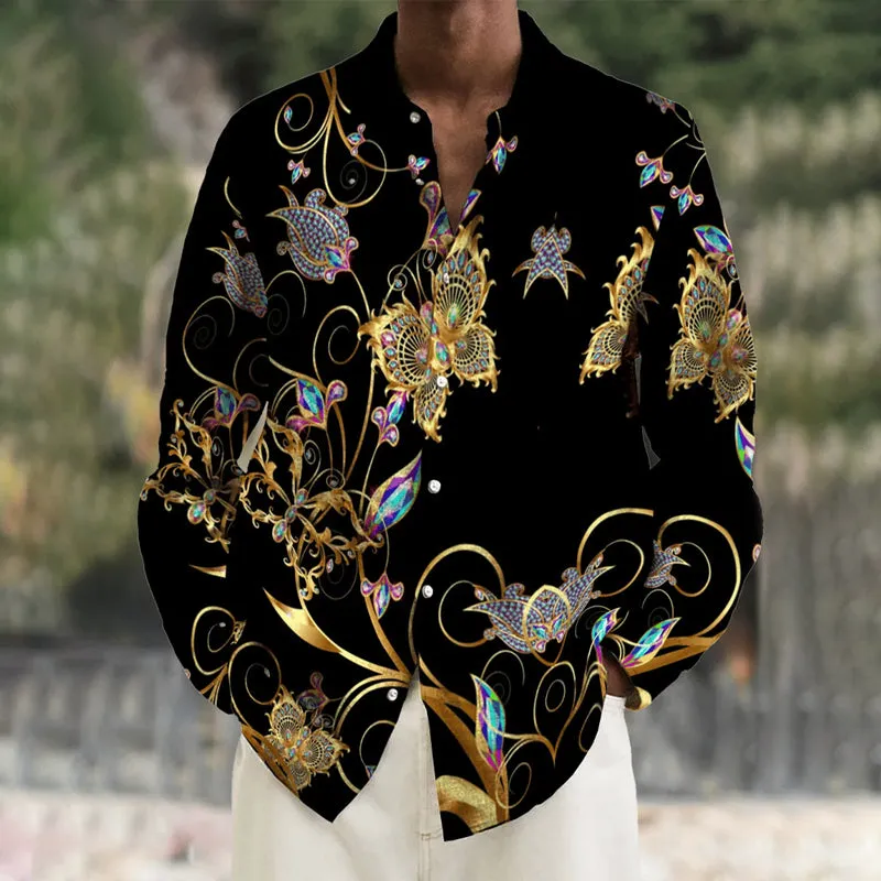 Men's abstract print long sleeve shirt