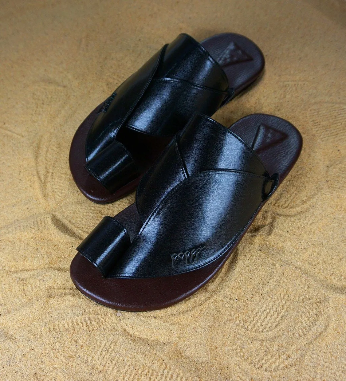 Mens Black Vegan Leather Sandals ~ SandCruisers ~ Traditional Arabian Sandals ~ Great for Outdoors, Beaches, Parks, Lakes, Pools & Parties!