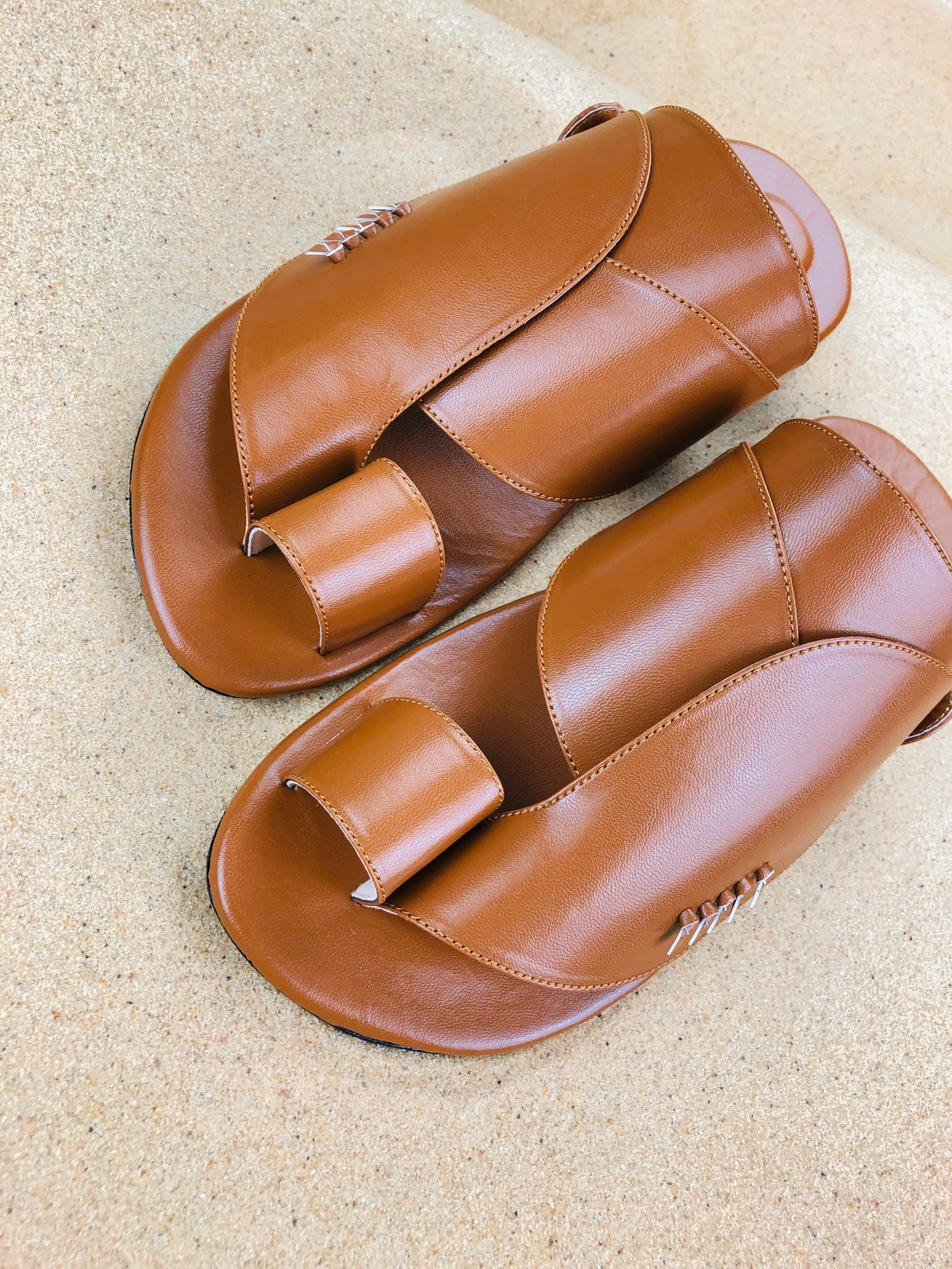 Mens Caramel Vegan Leather Sandals ~ SandCruisers ~ Traditional Arabian Sandals ~ Great for Outdoors, Beaches, Parks, Pools & Parties!