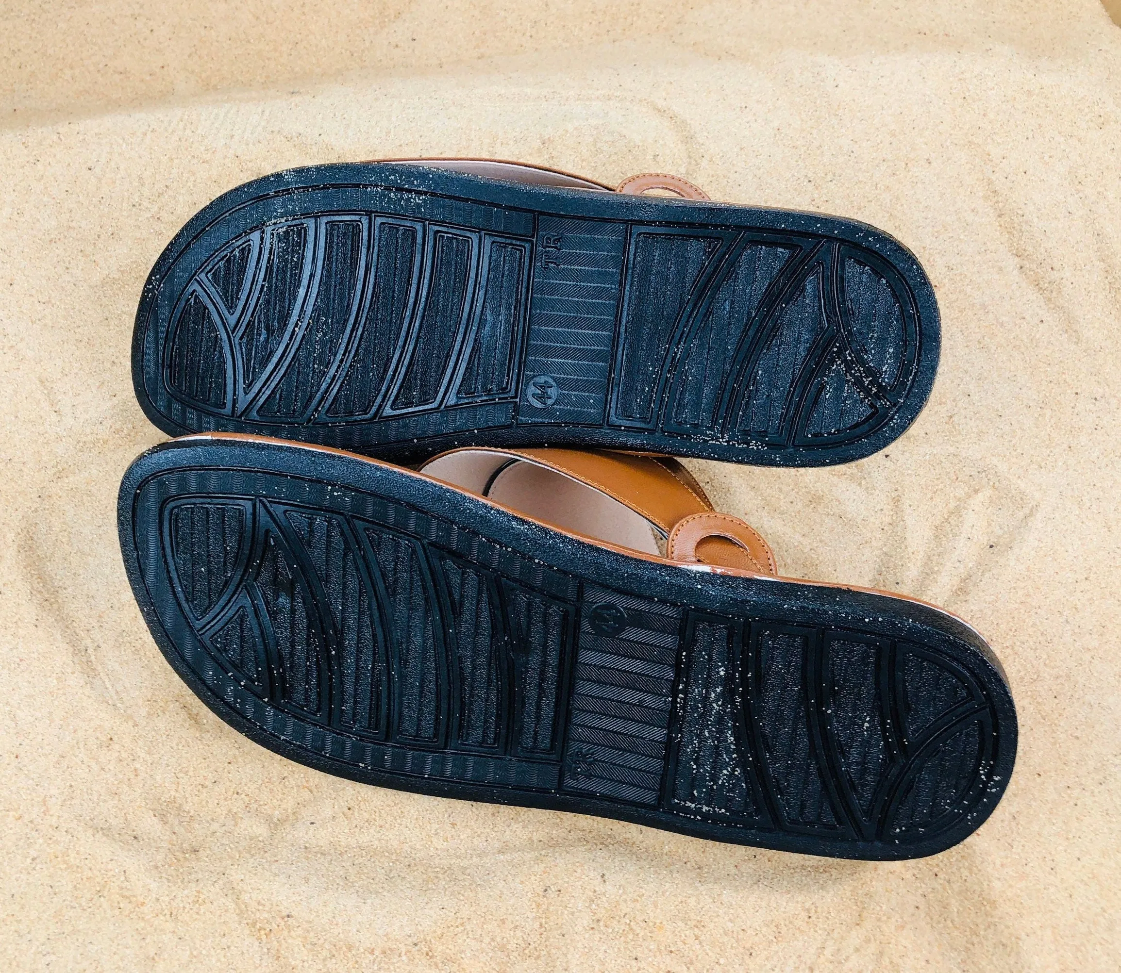 Mens Caramel Vegan Leather Sandals ~ SandCruisers ~ Traditional Arabian Sandals ~ Great for Outdoors, Beaches, Parks, Pools & Parties!
