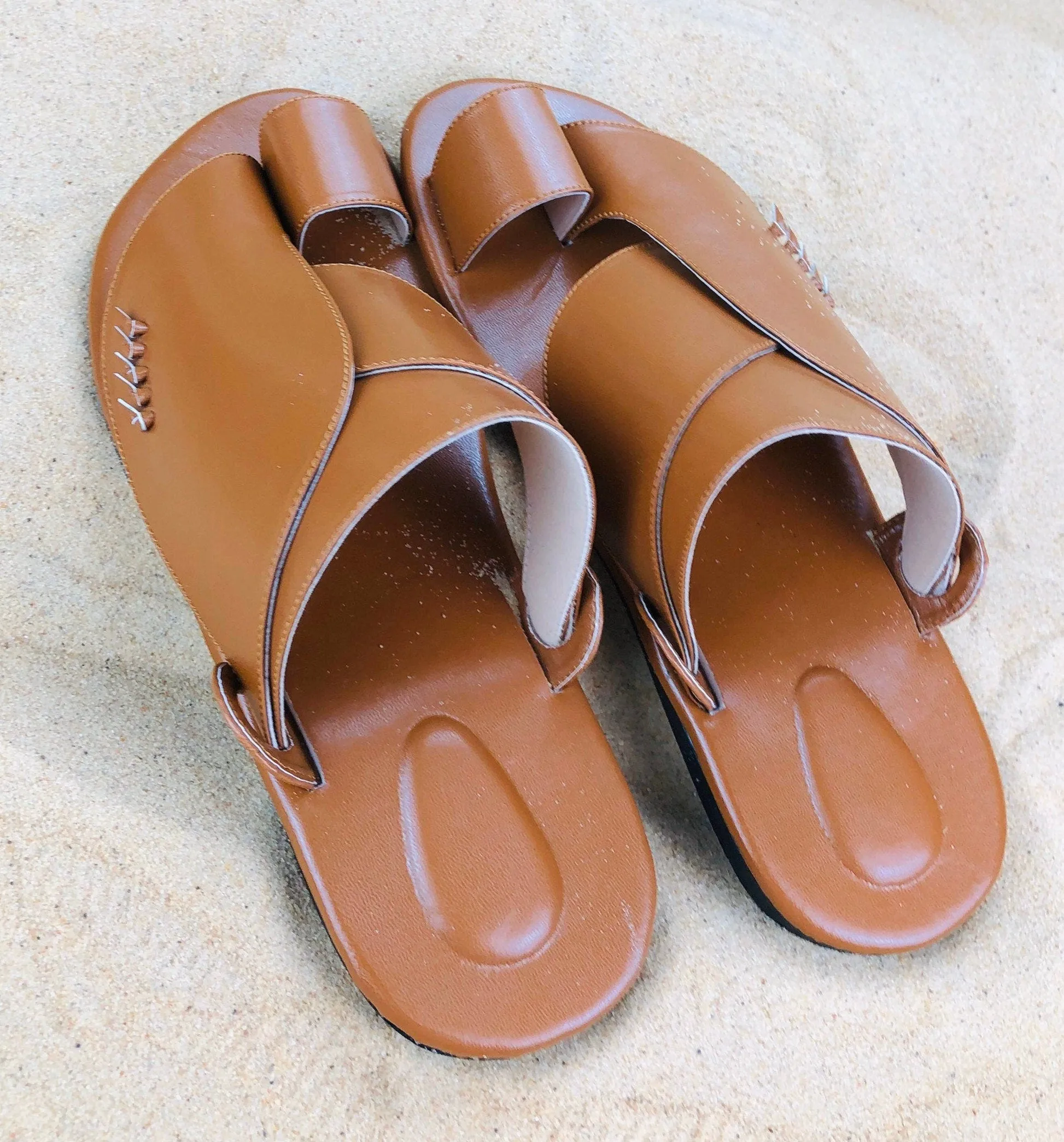 Mens Caramel Vegan Leather Sandals ~ SandCruisers ~ Traditional Arabian Sandals ~ Great for Outdoors, Beaches, Parks, Pools & Parties!