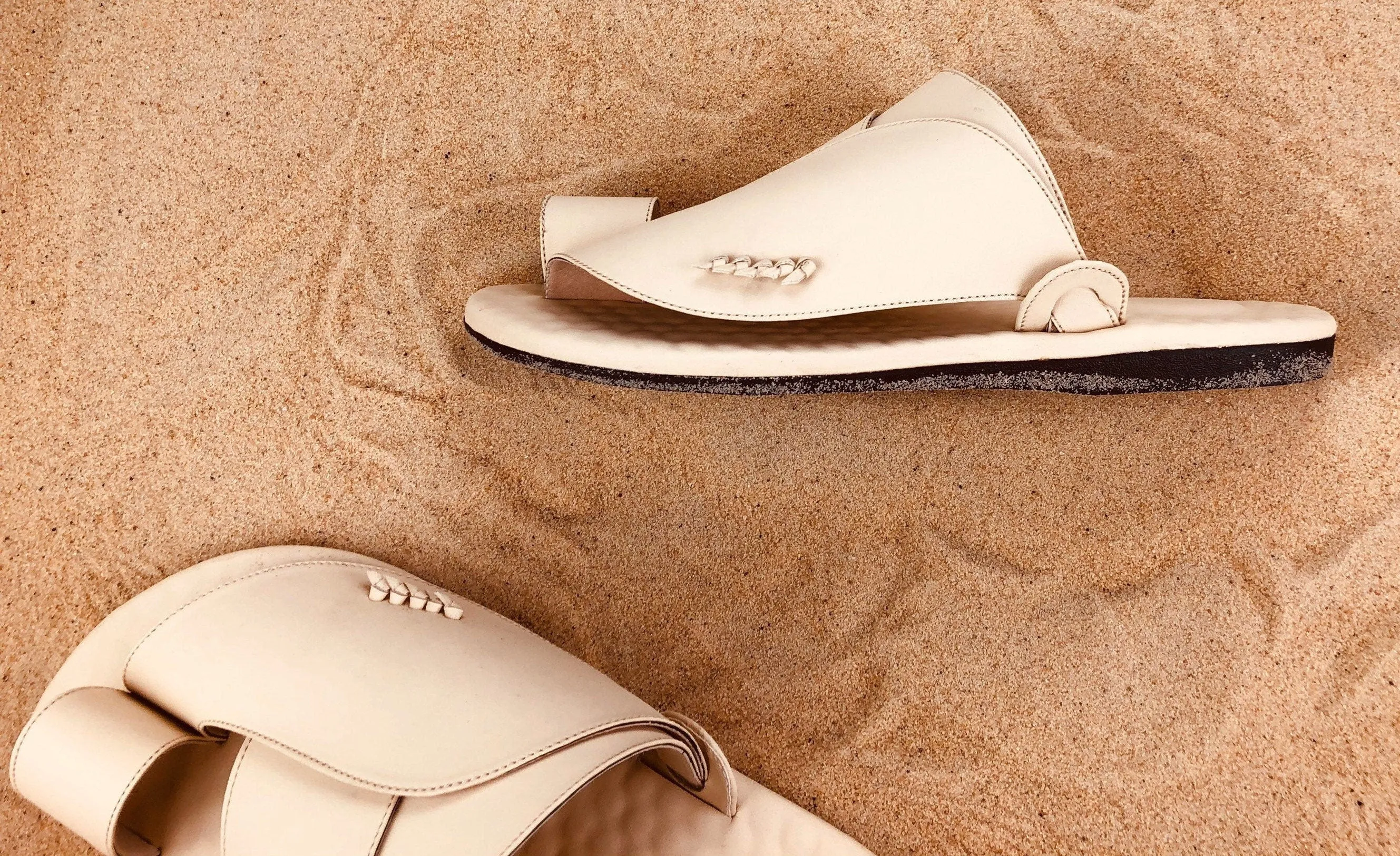 Mens Cream Vegan Leather Sandals ~ SandCruisers ~ Traditional Arabian Sandals ~ Great for Outdoors, Beaches, Parks, Lakes, Pools & Parties!