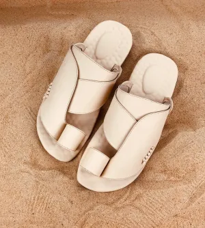Mens Cream Vegan Leather Sandals ~ SandCruisers ~ Traditional Arabian Sandals ~ Great for Outdoors, Beaches, Parks, Lakes, Pools & Parties!