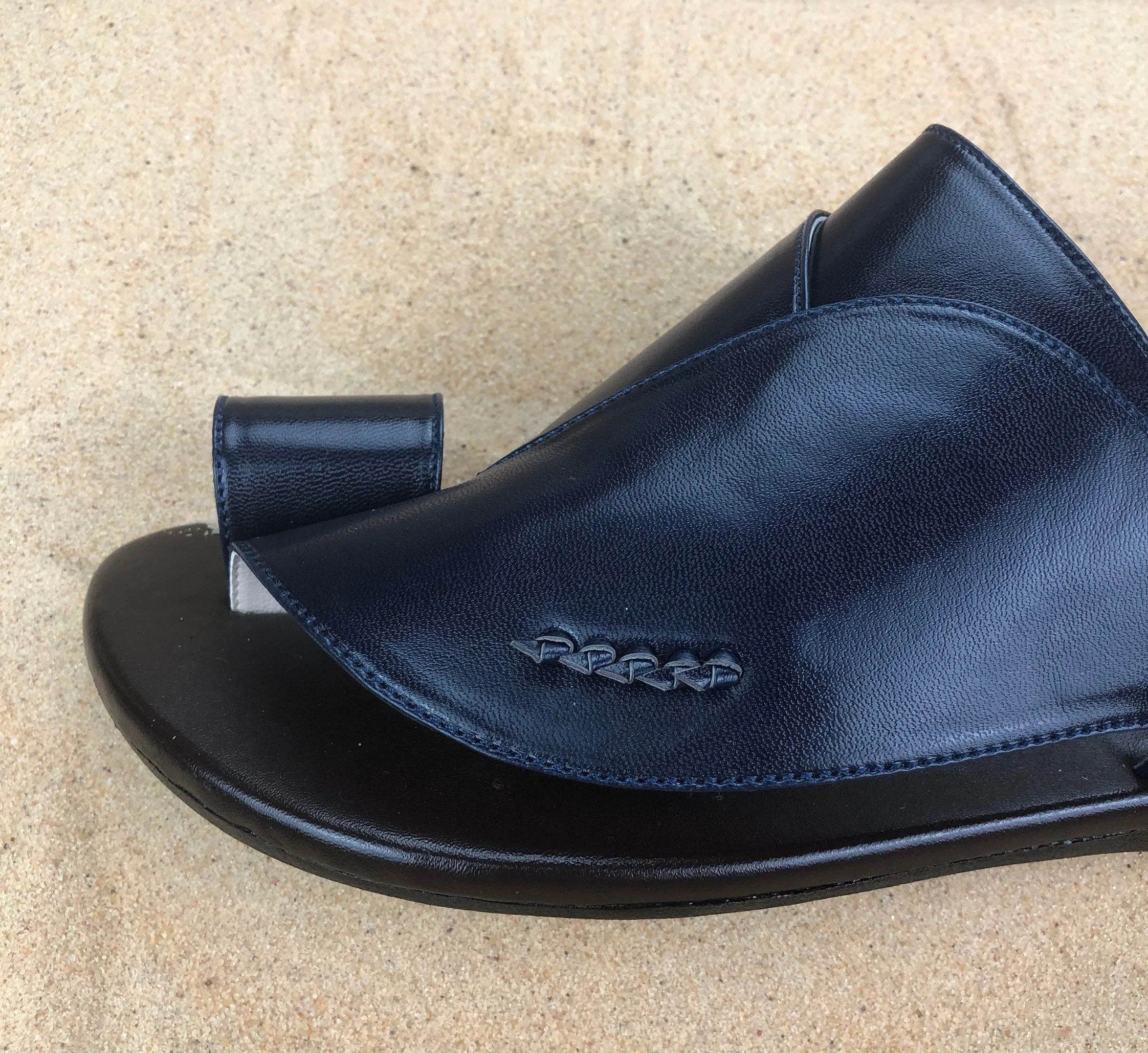 Mens Navy Vegan Leather Sandals ~ SandCruisers ~ Traditional Arabian Sandals ~ Great for Outdoors, Beaches, Parks, Lakes, Pools & Parties!