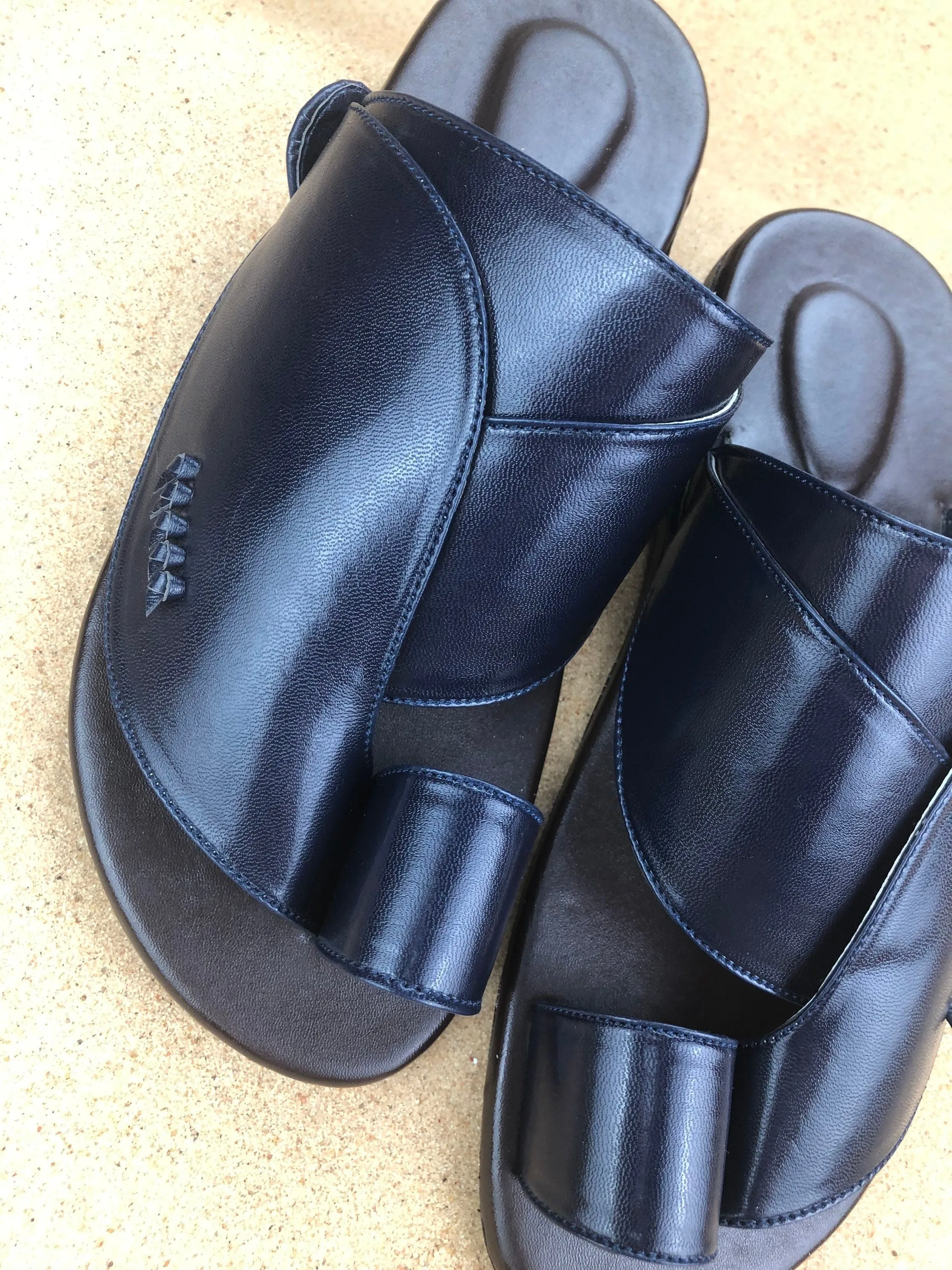 Mens Navy Vegan Leather Sandals ~ SandCruisers ~ Traditional Arabian Sandals ~ Great for Outdoors, Beaches, Parks, Lakes, Pools & Parties!