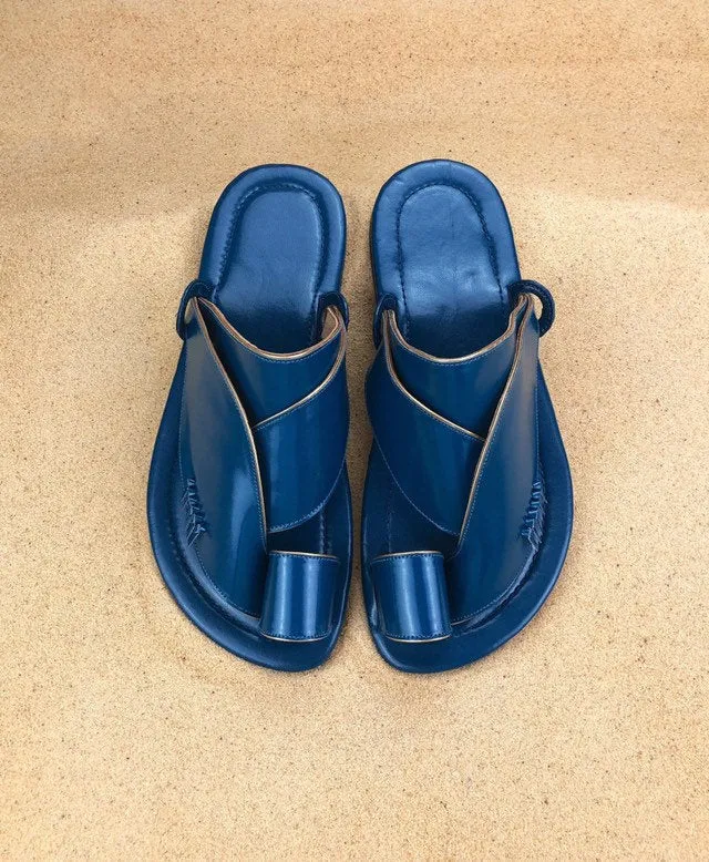 Mens Royal Blue Vegan Leather Sandals ~ SandCruisers ~ Traditional Arabian Sandals ~ Great for Outdoors, Beaches, Parks, Pools & Parties!