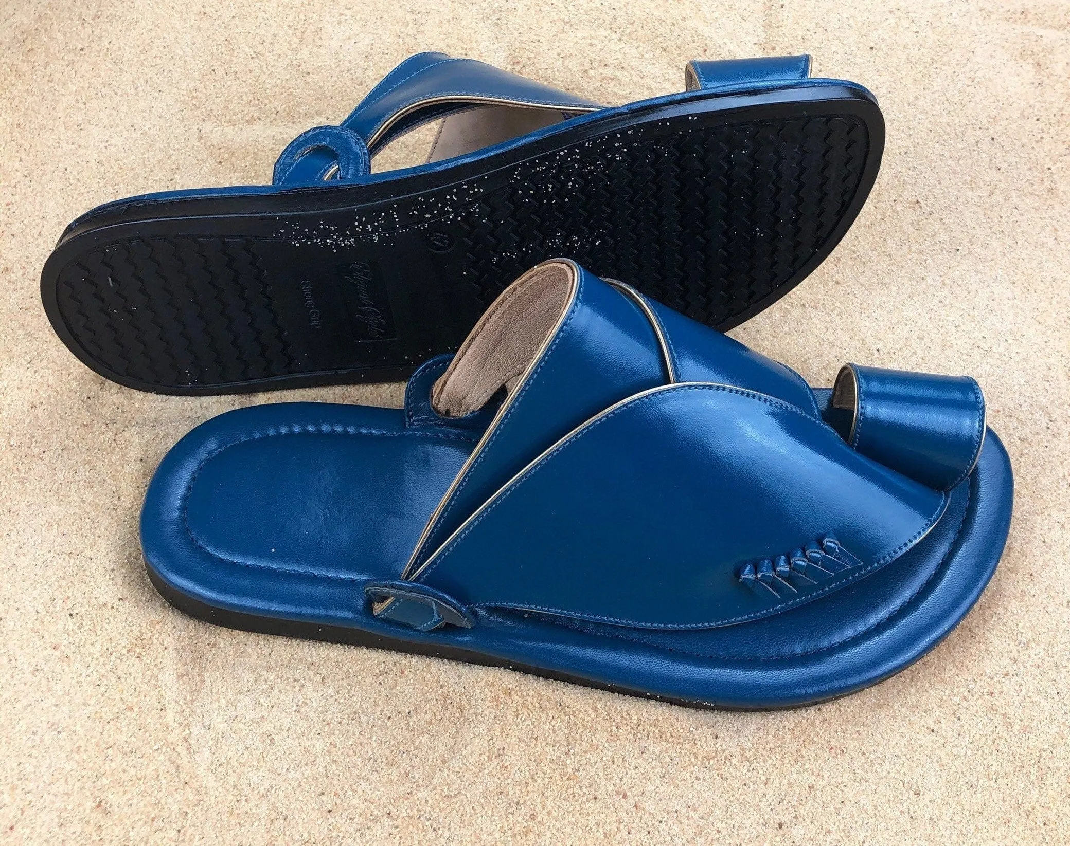 Mens Royal Blue Vegan Leather Sandals ~ SandCruisers ~ Traditional Arabian Sandals ~ Great for Outdoors, Beaches, Parks, Pools & Parties!