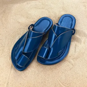 Mens Royal Blue Vegan Leather Sandals ~ SandCruisers ~ Traditional Arabian Sandals ~ Great for Outdoors, Beaches, Parks, Pools & Parties!