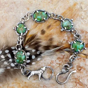 Midnight wolf Sonora gold hand cast sterling silver bracelet