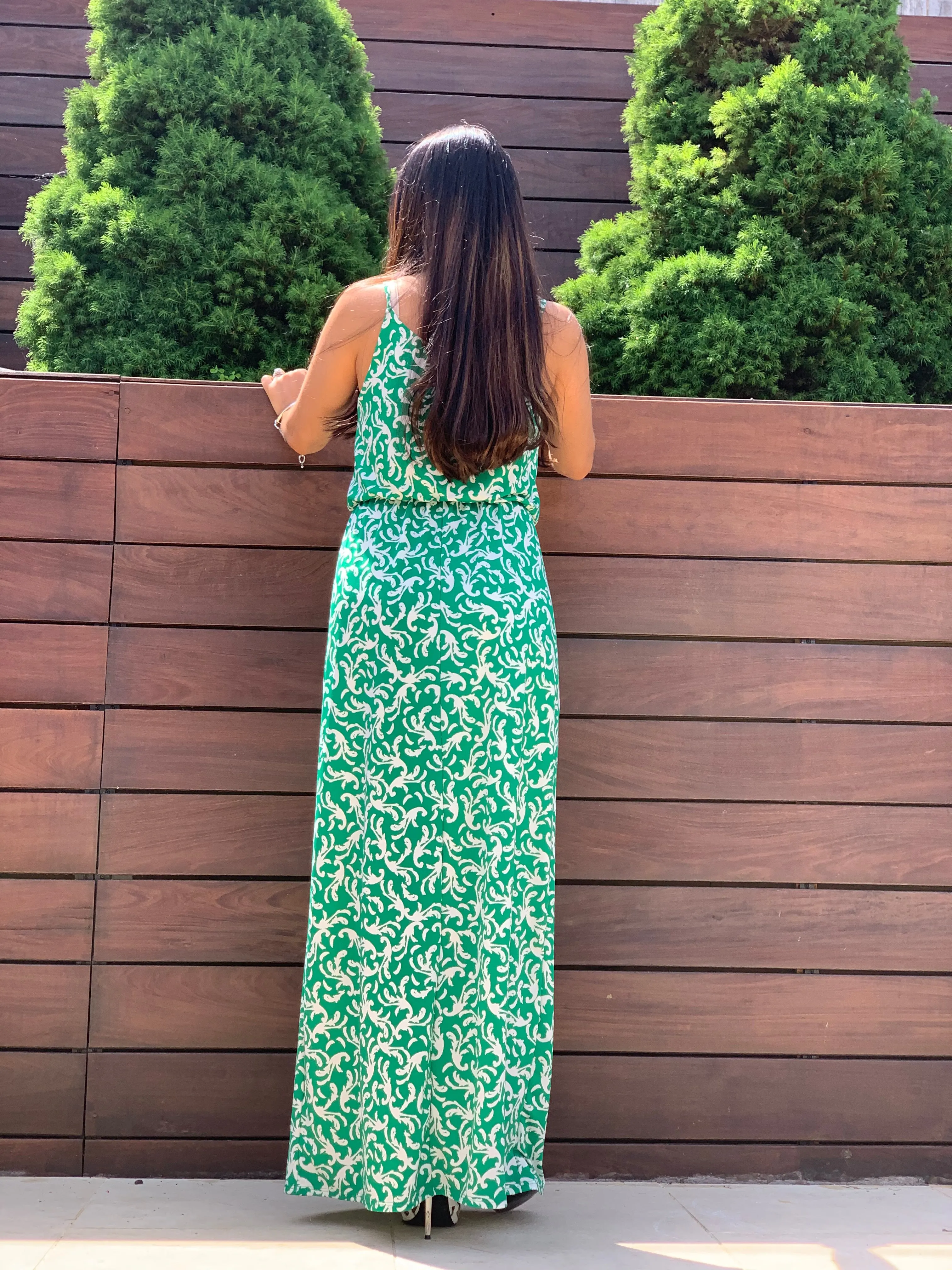 MILA MAXI DRESS (GREEN/WHITE)