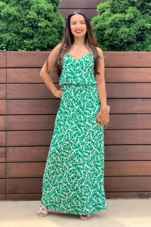 MILA MAXI DRESS (GREEN/WHITE)