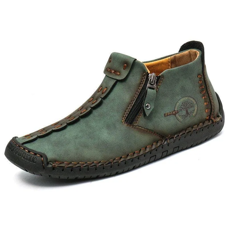 Mostelo™ - Men's Hand Stitching Leather Non Slip Side Zipper Casual Boots