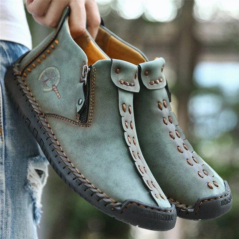 Mostelo™ - Men's Hand Stitching Leather Non Slip Side Zipper Casual Boots