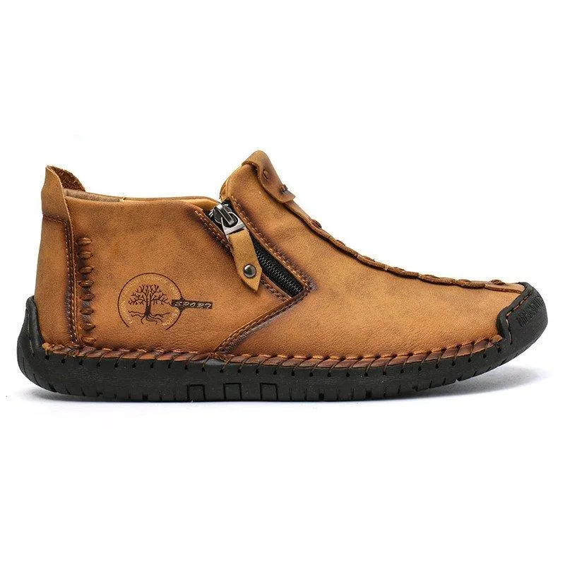 Mostelo™ - Men's Hand Stitching Leather Non Slip Side Zipper Casual Boots