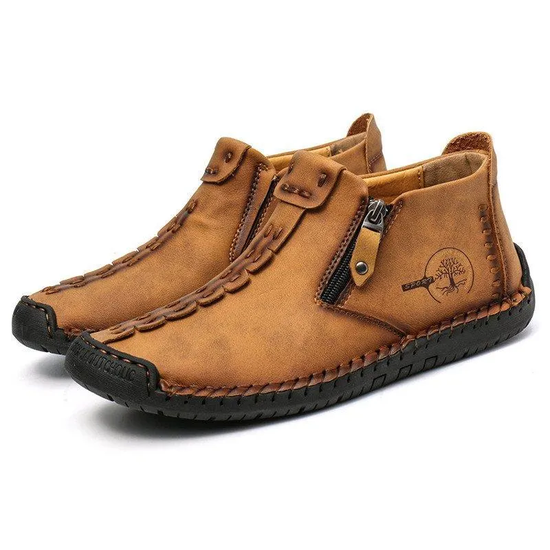 Mostelo™ - Men's Hand Stitching Leather Non Slip Side Zipper Casual Boots
