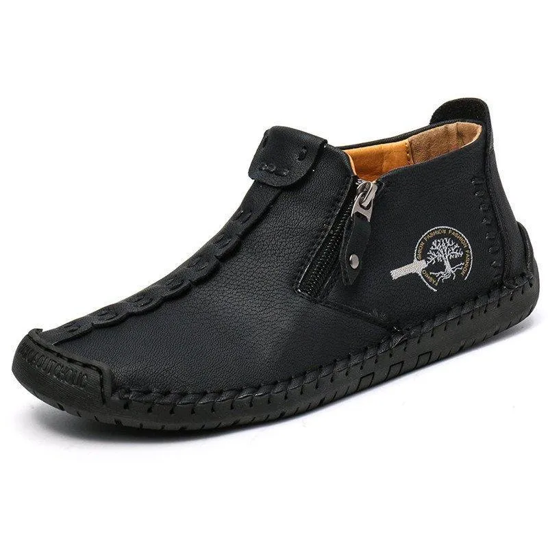 Mostelo™ - Men's Hand Stitching Leather Non Slip Side Zipper Casual Boots