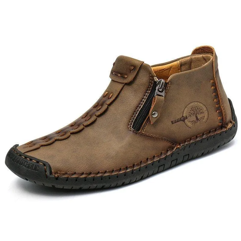 Mostelo™ - Men's Hand Stitching Leather Non Slip Side Zipper Casual Boots