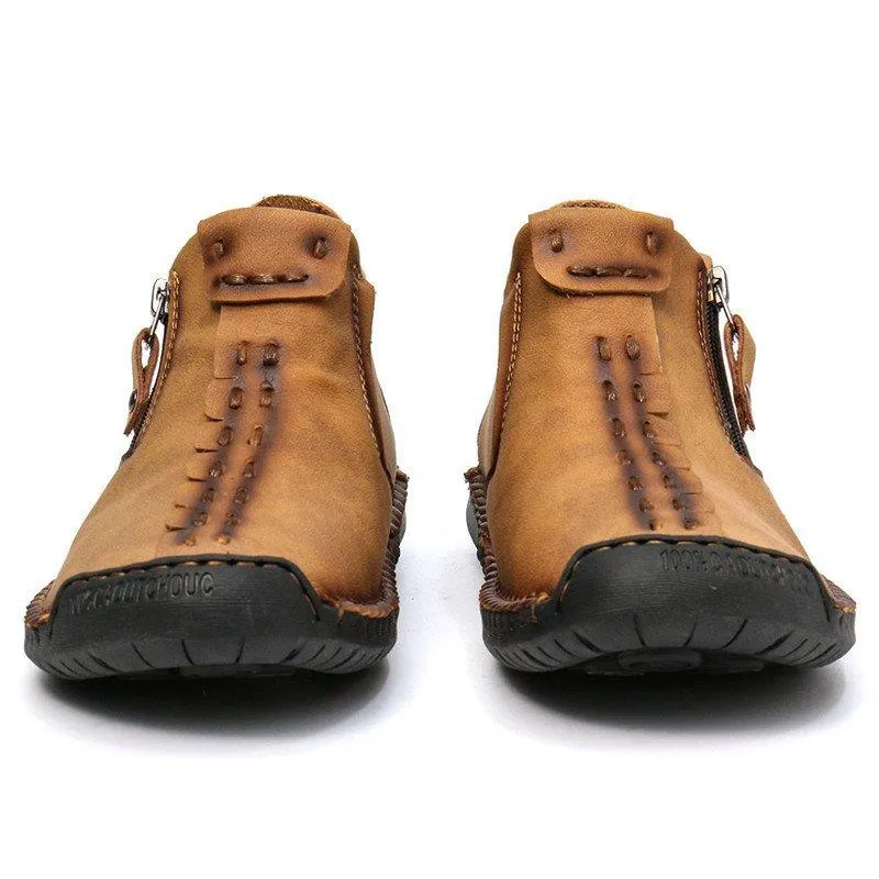 Mostelo™ - Men's Hand Stitching Leather Non Slip Side Zipper Casual Boots
