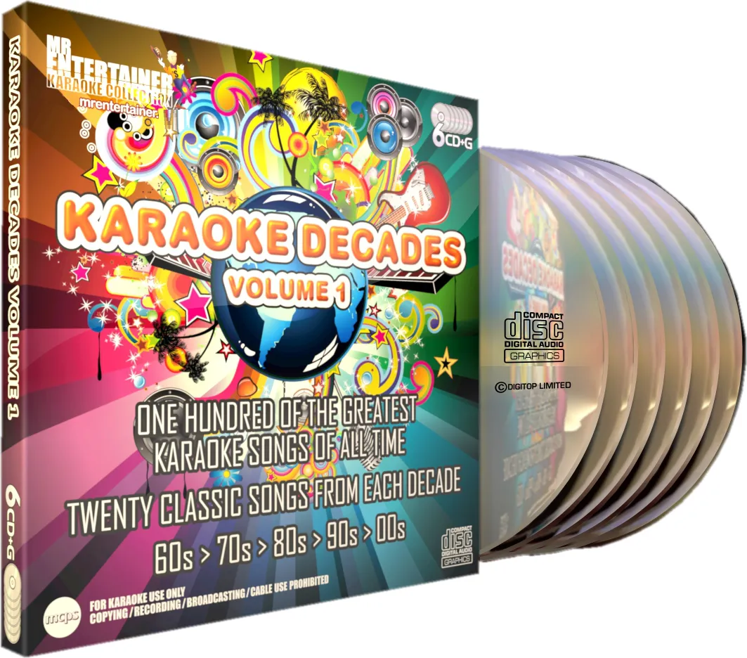 Mr Entertainer Karaoke Decades Vol. 1 - 100 Song 6 Disc CD G Set