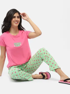 mSECRET Graphic Print Hot Pink Nightsuit