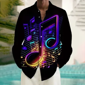 Musical Notes Men's Pocket Long Sleeve Shirt