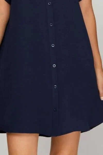Navy Short Sleeve Shirt Dress