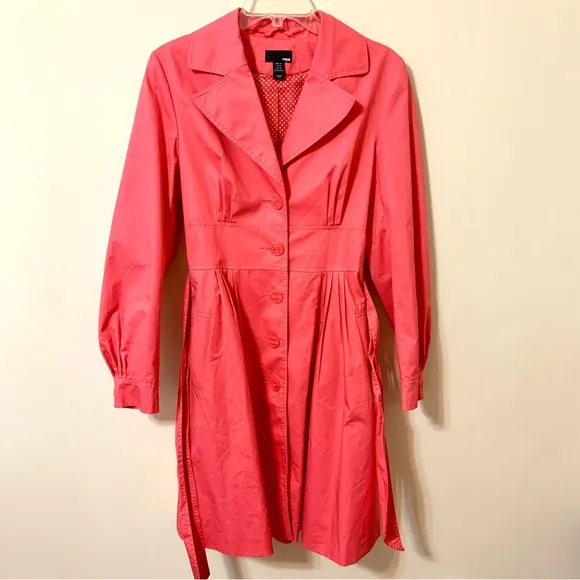 NWOT H&amp;M Coral Pink Trench Coat - Size 10