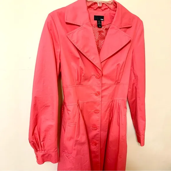 NWOT H&amp;M Coral Pink Trench Coat - Size 10