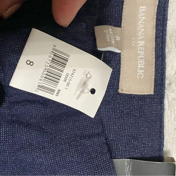 NWT Banana Republic Hamptons Dark Denim Blue Shimmer Shorts 3 1/2&quot;