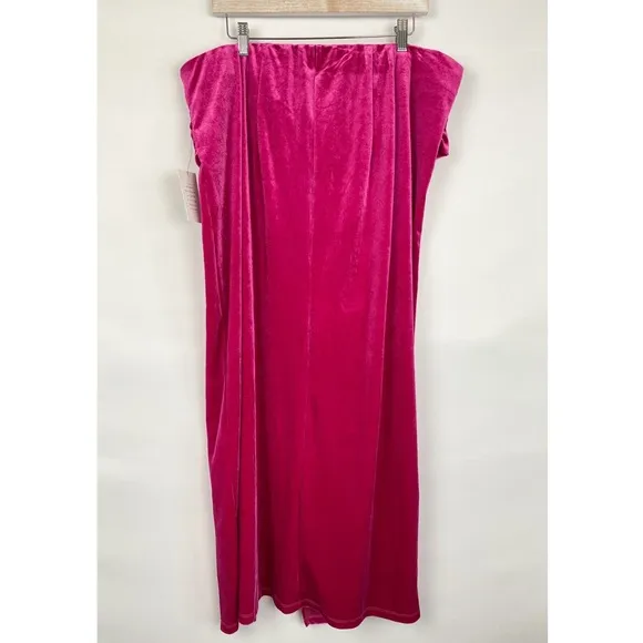 NWT Eloquii Velvet Twist Front Slit Midi Skirt, Pink - Size 20