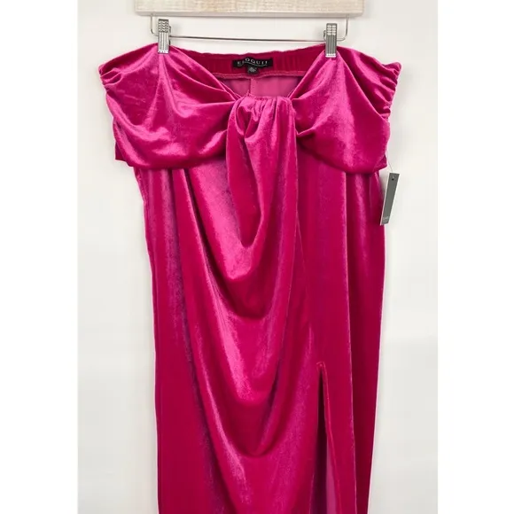NWT Eloquii Velvet Twist Front Slit Midi Skirt, Pink - Size 20