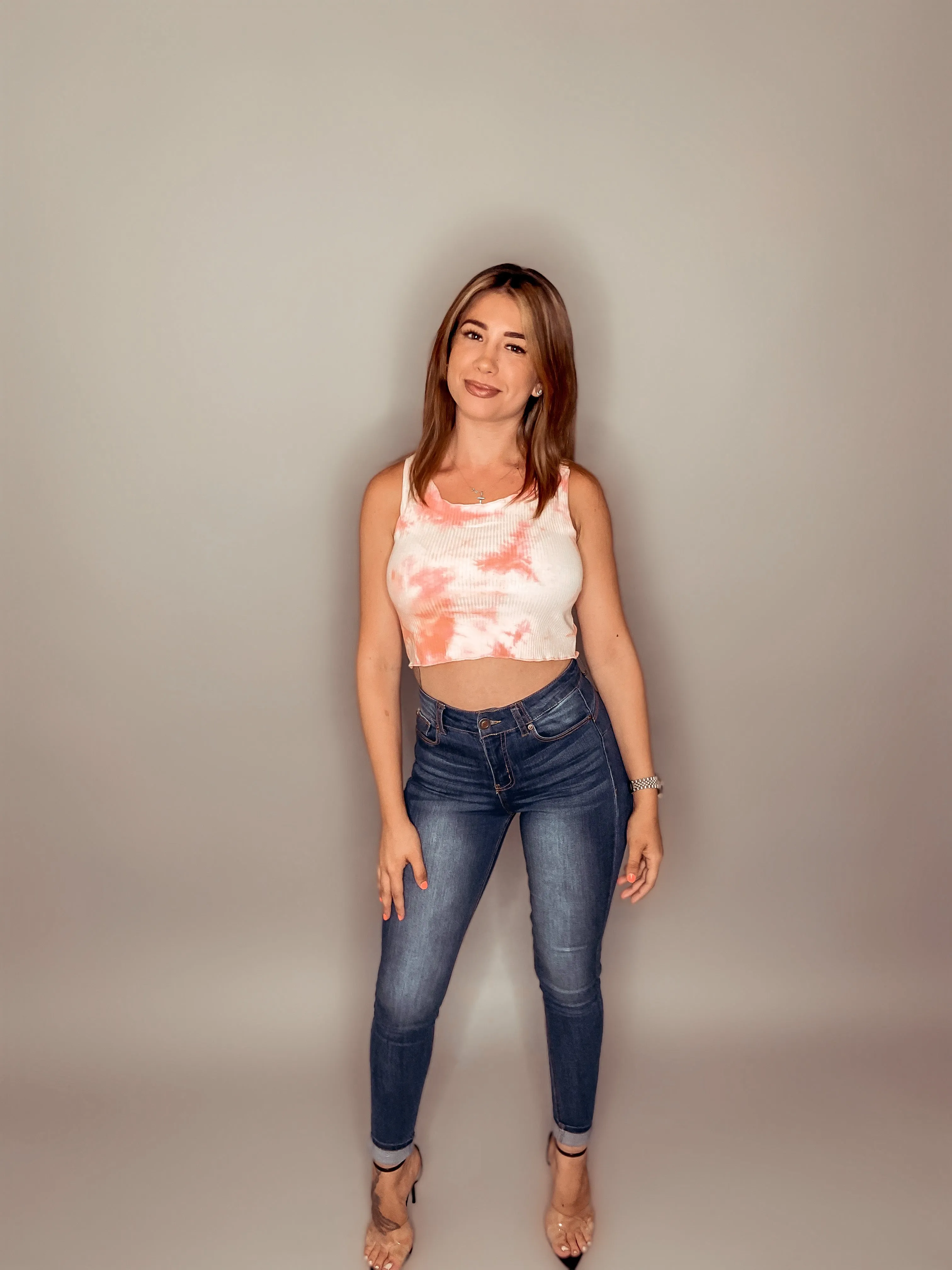 Olivia Tie Dye Crop Top (Pink/Multi)